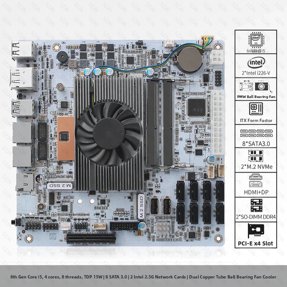 Nas Motherboard 8 Sata Mini Itx - I5-8265U ES NAS マザーボード 8 ベイ